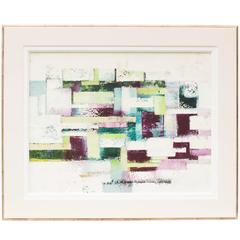 Mid-Century Modern Abstract Composition in White, Purple and Green 3