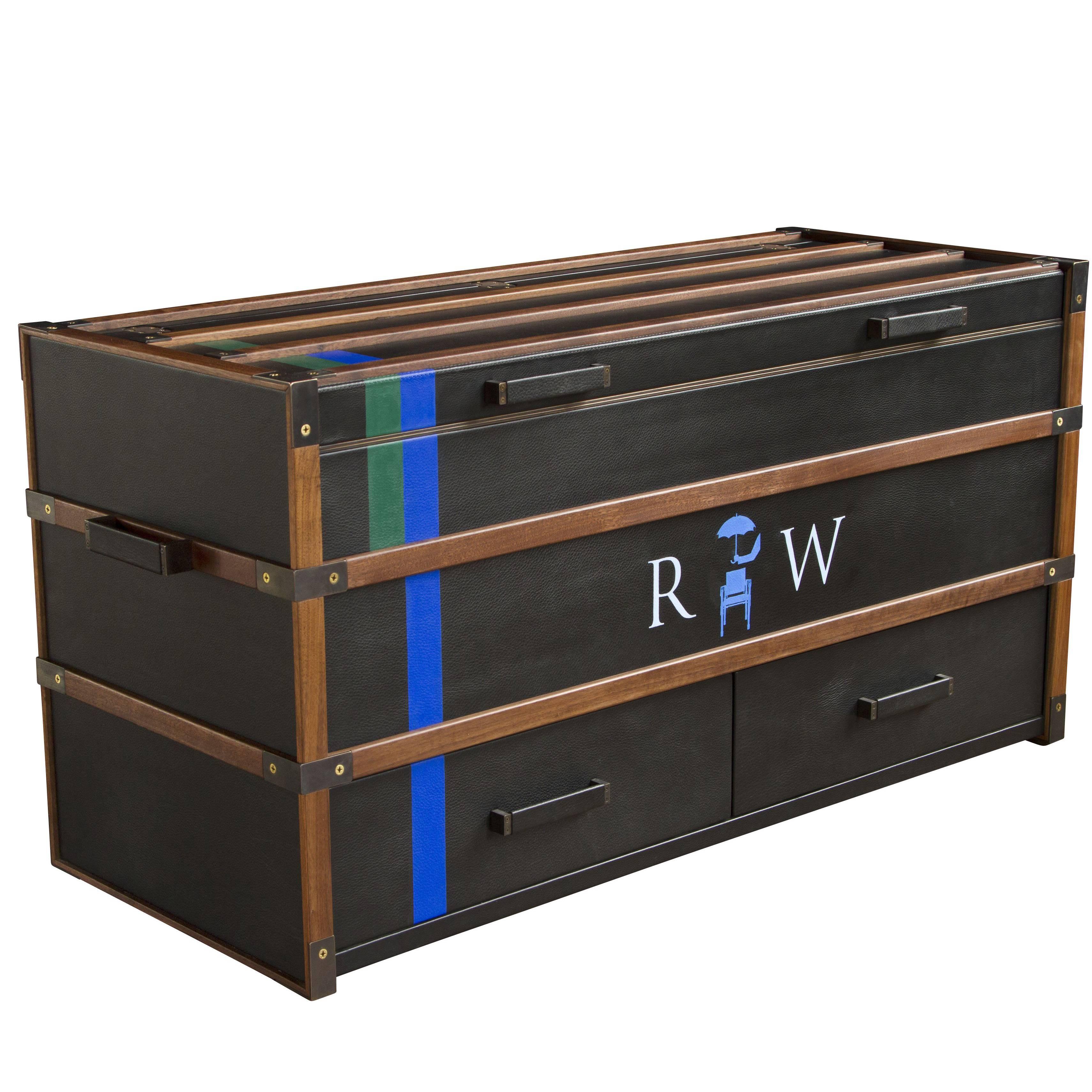 Black Leather Clad Collingwood Trunk - handcrafted by Richard Wrightman Design