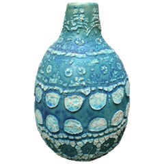 Vintage Inspired Turquoise Textured Vase, Thailand, Contemporary
