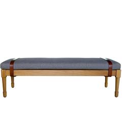 Jasper Bench in Oiled White Oak with Holland & Sherry Wool and Bridle Strapping 8