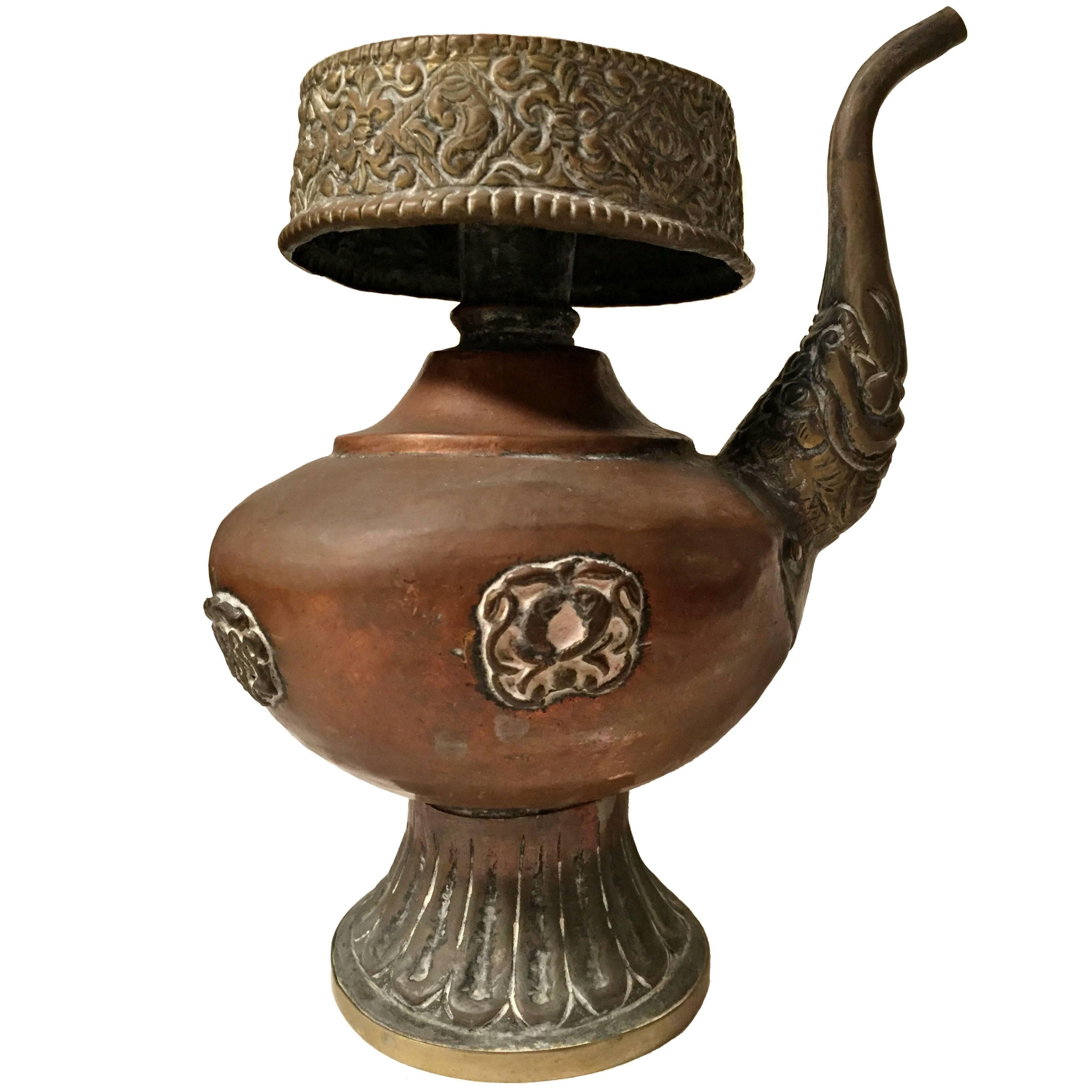 Antique Tibetan Copper Milk Tea Pot For Sale
