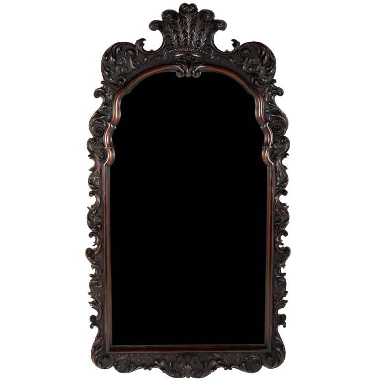 Antique Carved Mahogany Framed Mirror Circa 1880