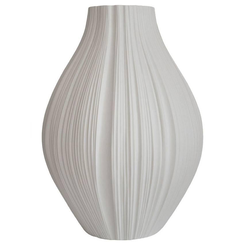 Giant White Porcelain Plissée Vase by Martin Freyer for Rosenthal, Germany