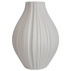 Vaso gigante in porcellana bianca Plissée di Martin Freyer per Rosenthal, Germania