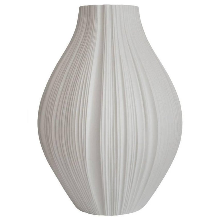 Giant White Porcelain Plissée Vase by Martin Freyer for Rosenthal, Germany  For Sale at 1stDibs
