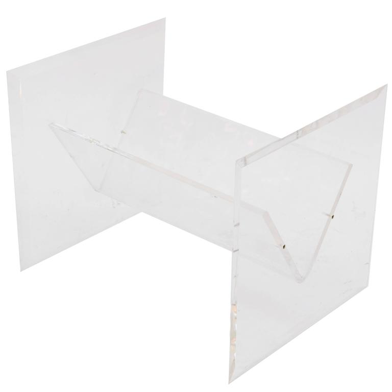French Vintage Lucite Magazine Holder from the 1970s with Linear