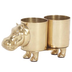 Mid-Century Brass Hippopotamus Wine Cooler