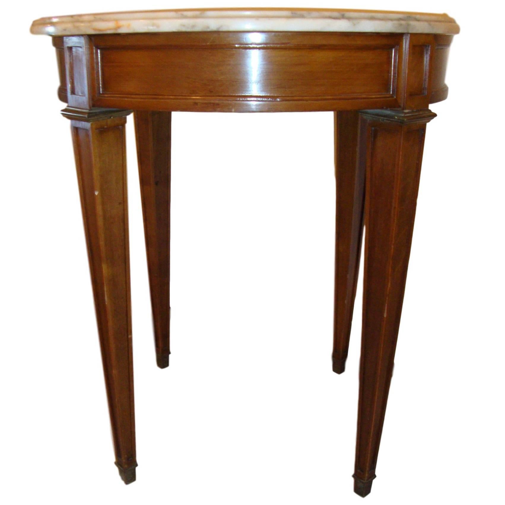 Small Marble-Top End Table or Pedestal  Louis XVI Style