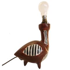French Art Pottery Bird Lamp in the Style of Picasso