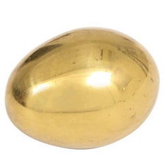 Carl Aubock Brass Egg Paperweight, Signed, Austria, 1950s