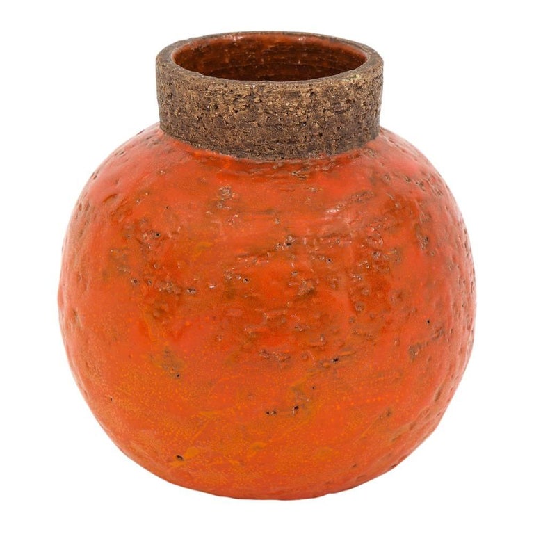 Bitossi Raymor Ceramic Vase Orange Spherical Signed, 1960s, Italy at 1stDibs bitossi orange