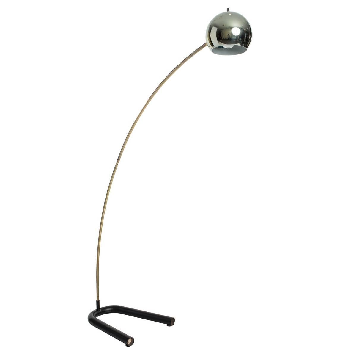 Chrome and Brass Mid-Century Style Reading Lamp