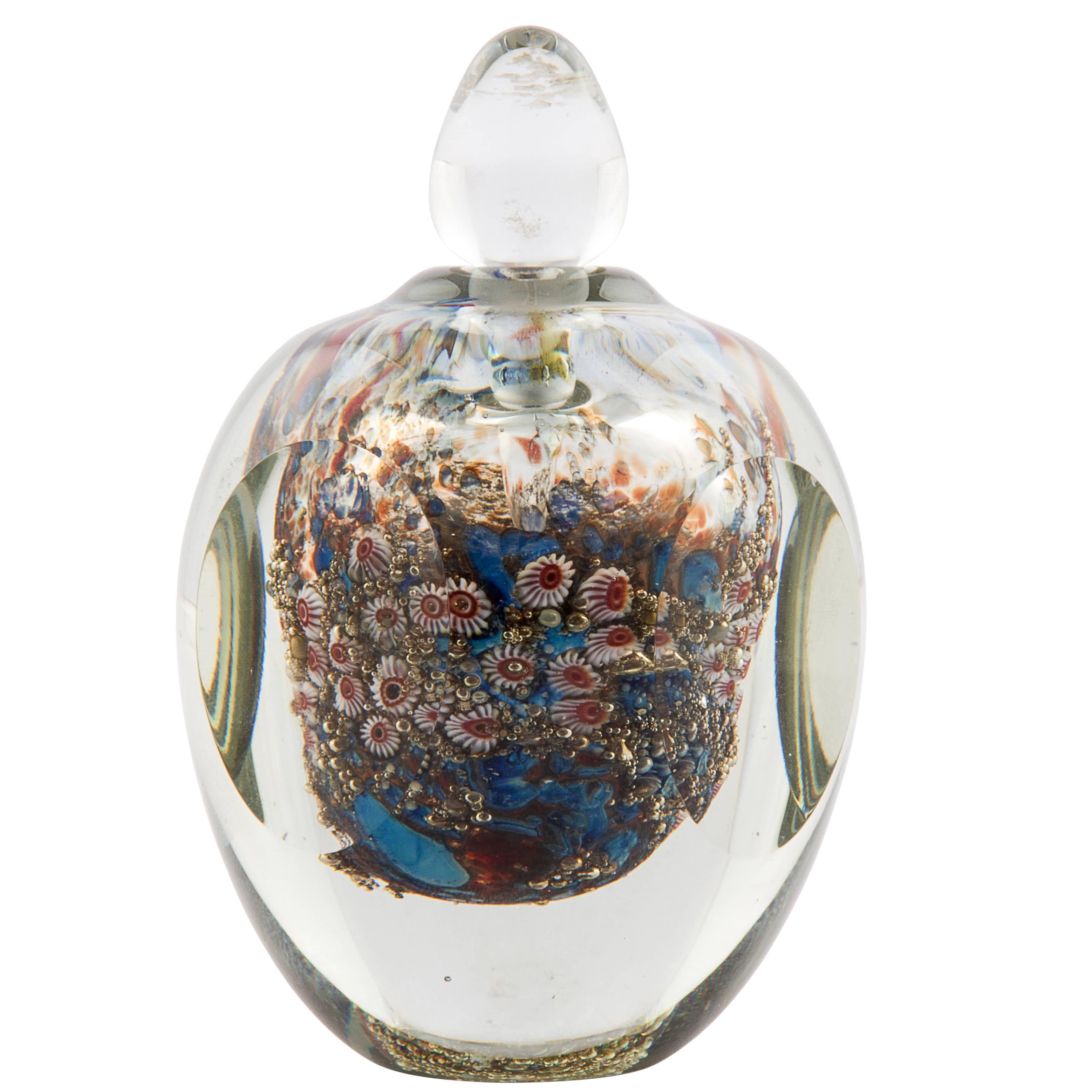 American Richard Satava Studio Glass Scent Bottle with Seashell Theme For Sale