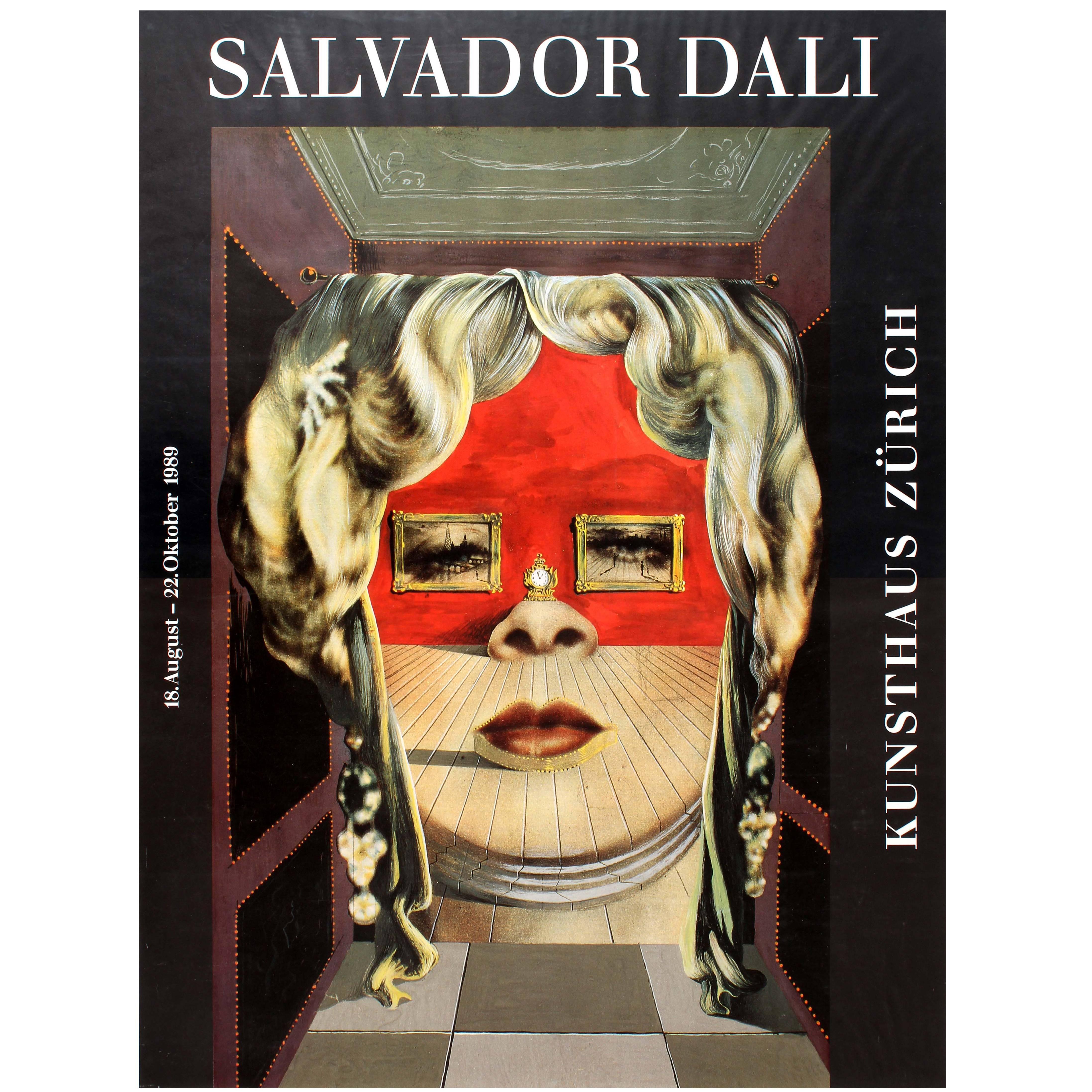 Vintage (After) Dali Exhibition Poster Ft The Face Of Mae West Kunsthaus Zurich For Sale