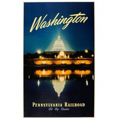 Original Vintage Pennsylvania Railroad Poster "Washington", Go by Train