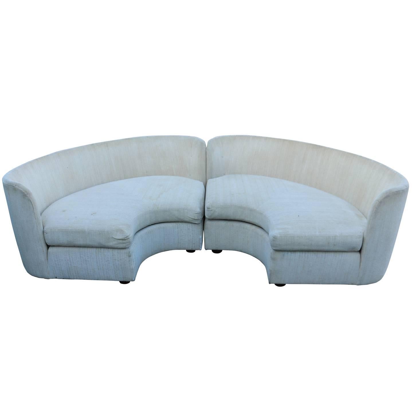 Pair of Curved Semi Circular Sofas by Henrendon