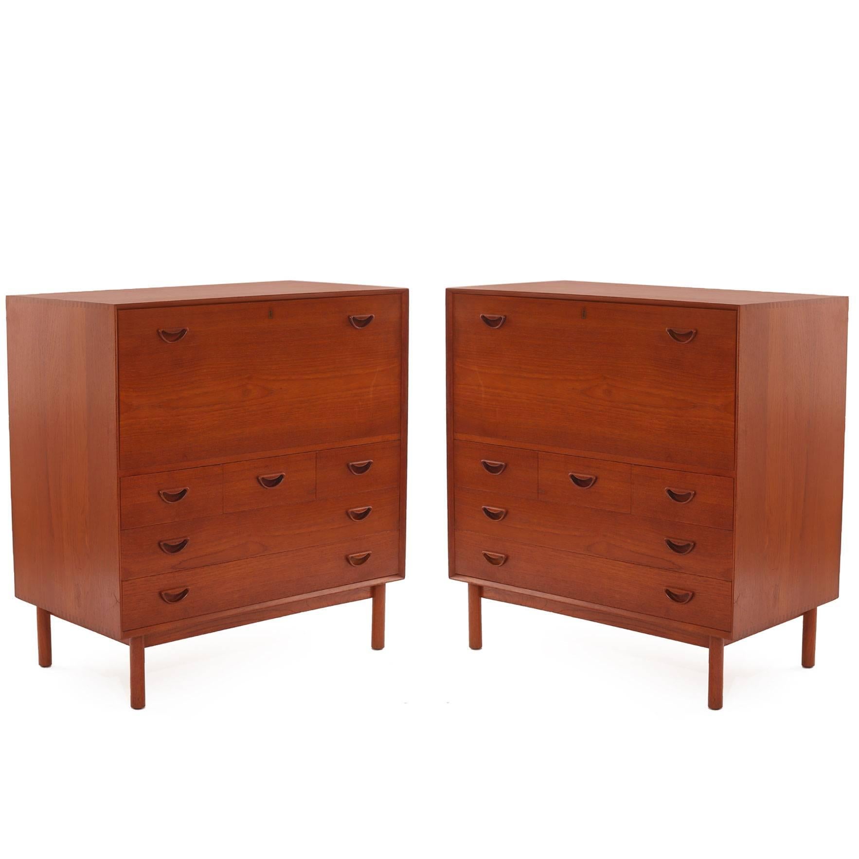 Pair of Peter Hvidt Solid Teak Chests