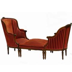 Late 19th Century Louis XVI French Duchesse Brisee Armchairs and Ottoman Stool