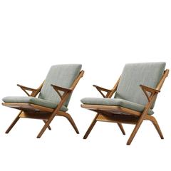 Danish Pair of Reupholstered Mid-Century Armchairs in Oak