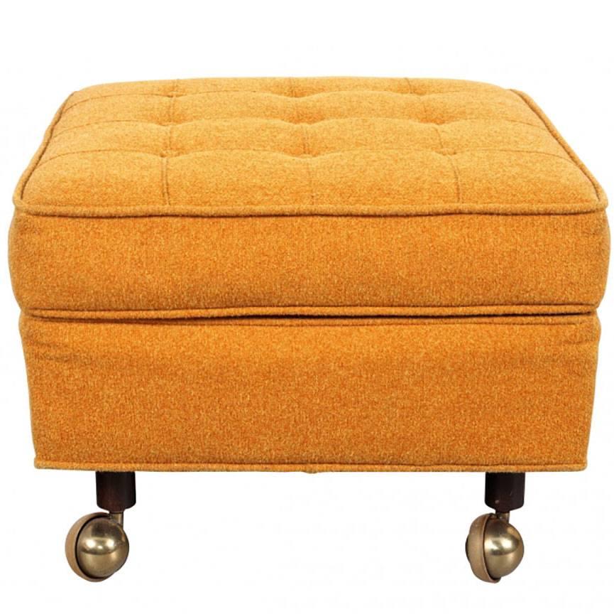 Mid-Century Upholstered Ottoman on Casters by Harvey Probber