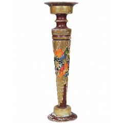 Antique Hand-Carved, Gessoed and Painted Venetian Wood Pedestal