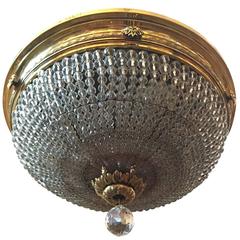 1930s French Large Crystal Beaded Ceiling Mount