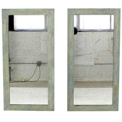 Pair of Heavy Patinated Metal "L" Profile Frames Mirrors 10
