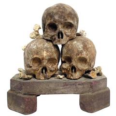 Rare Wunderkammer Skulls Sculpture, Memento Mori