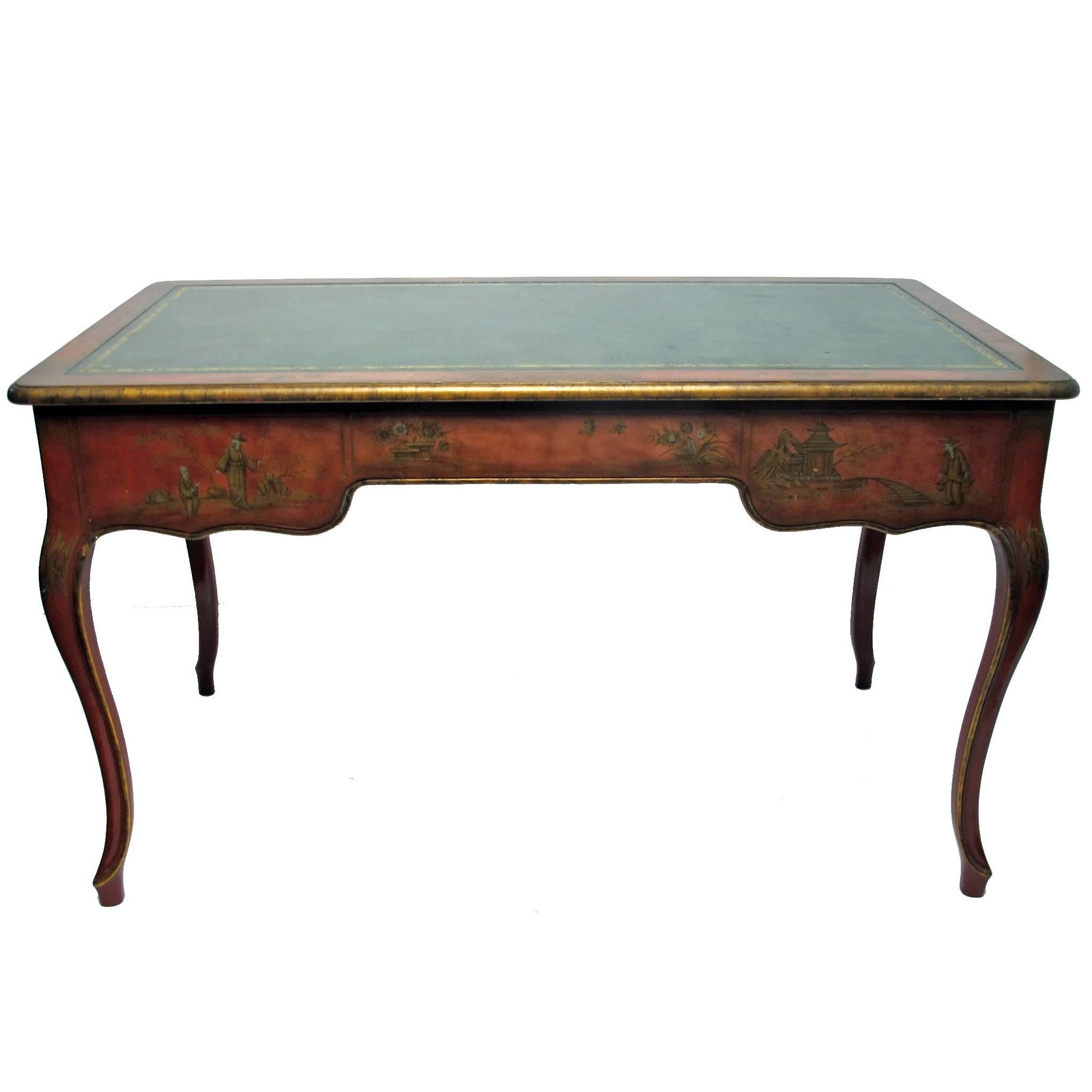 Louis XVI Style Chinoiserie Bureau Plat Desk