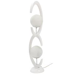 Unusual Mid-Century Modern "C" Shape Table Lamp with Glass Globes Shades 5