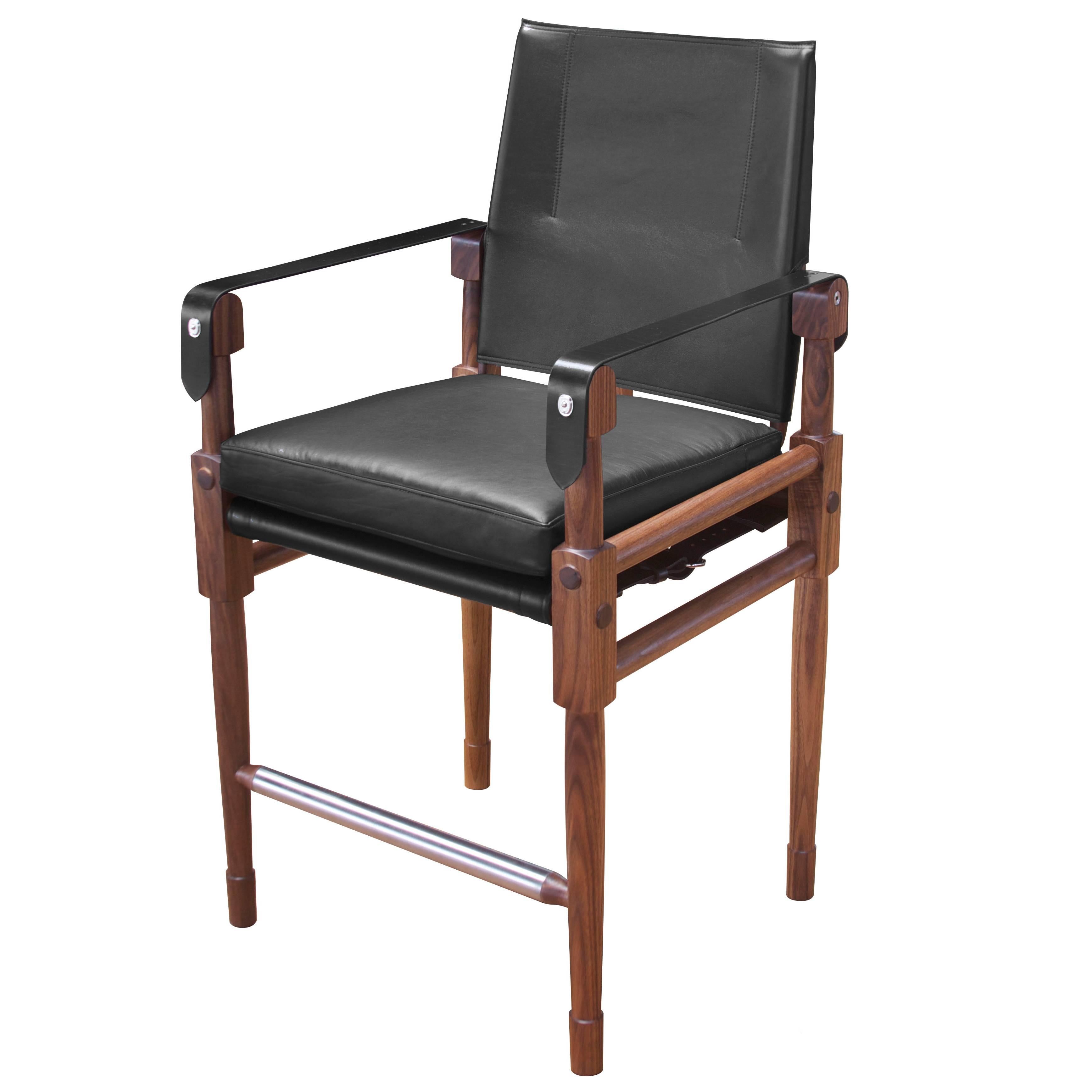 Black Leather Chatwin Counter Chair - handcrafted by Richard Wrightman Design