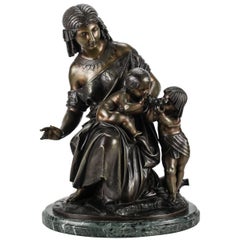 French Bronze Figural Group of Egyptian Woman by Francois Moreau