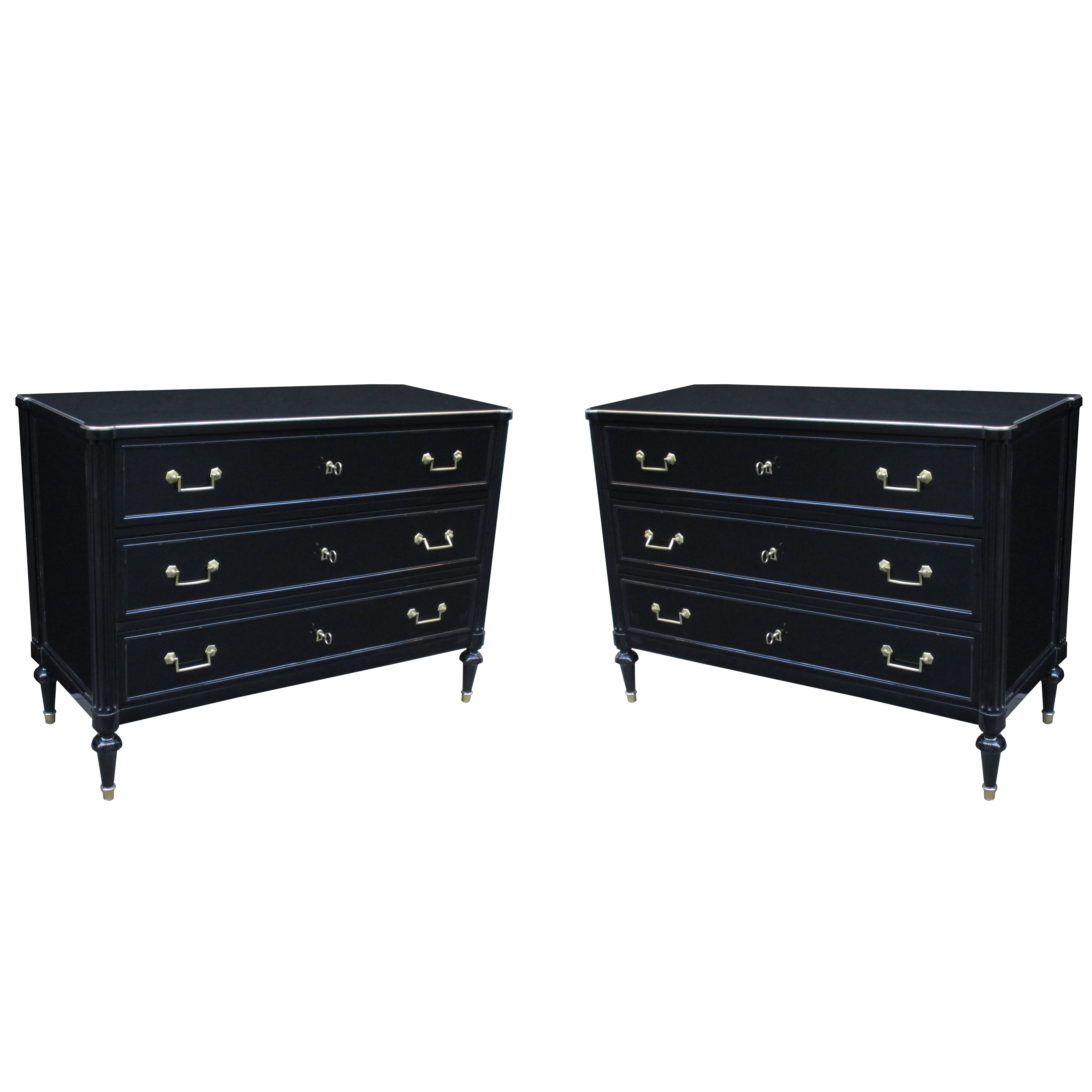 Fine Pair of Neoclassical Three-Drawer Commodes