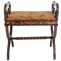 19th Century Dutch Bench with Marquetry Details