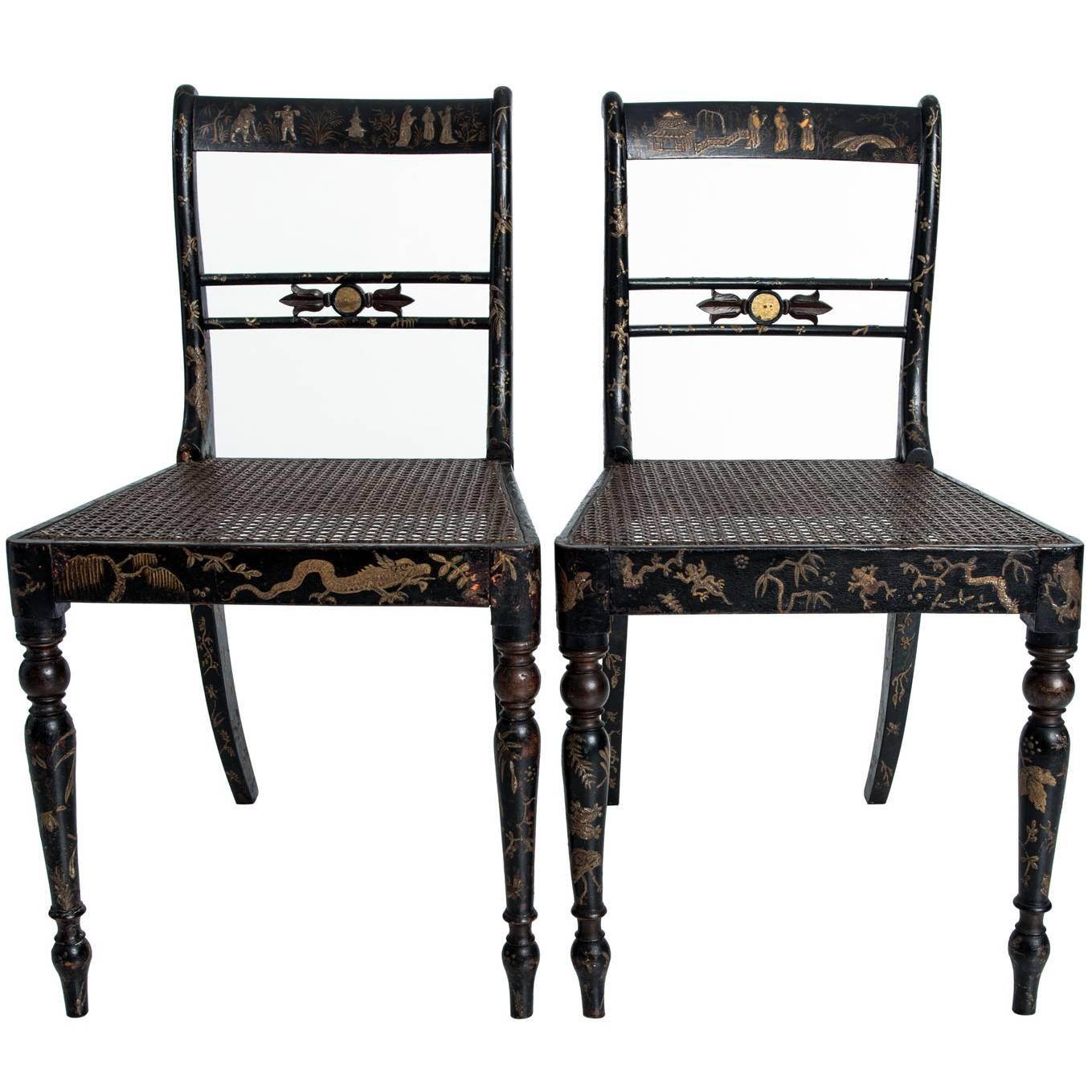 Regency Style Chinoiserie Side Chairs