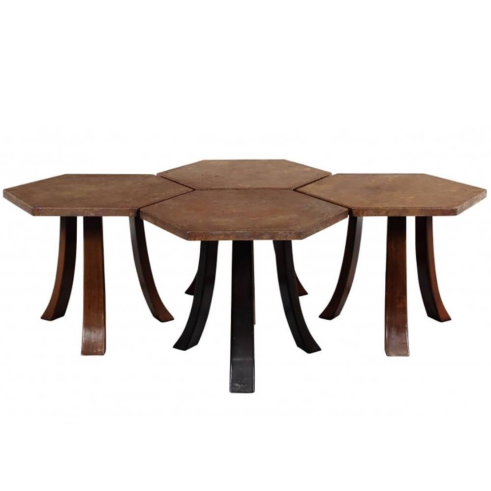 Suite of Four Hexagonal Tables by Harvey Probber
