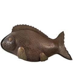 A Chinese Paktong Covered Dish / Box in the Form of a Carp A Chinese Paktong Covered Dish / Box in the Form of a Carp