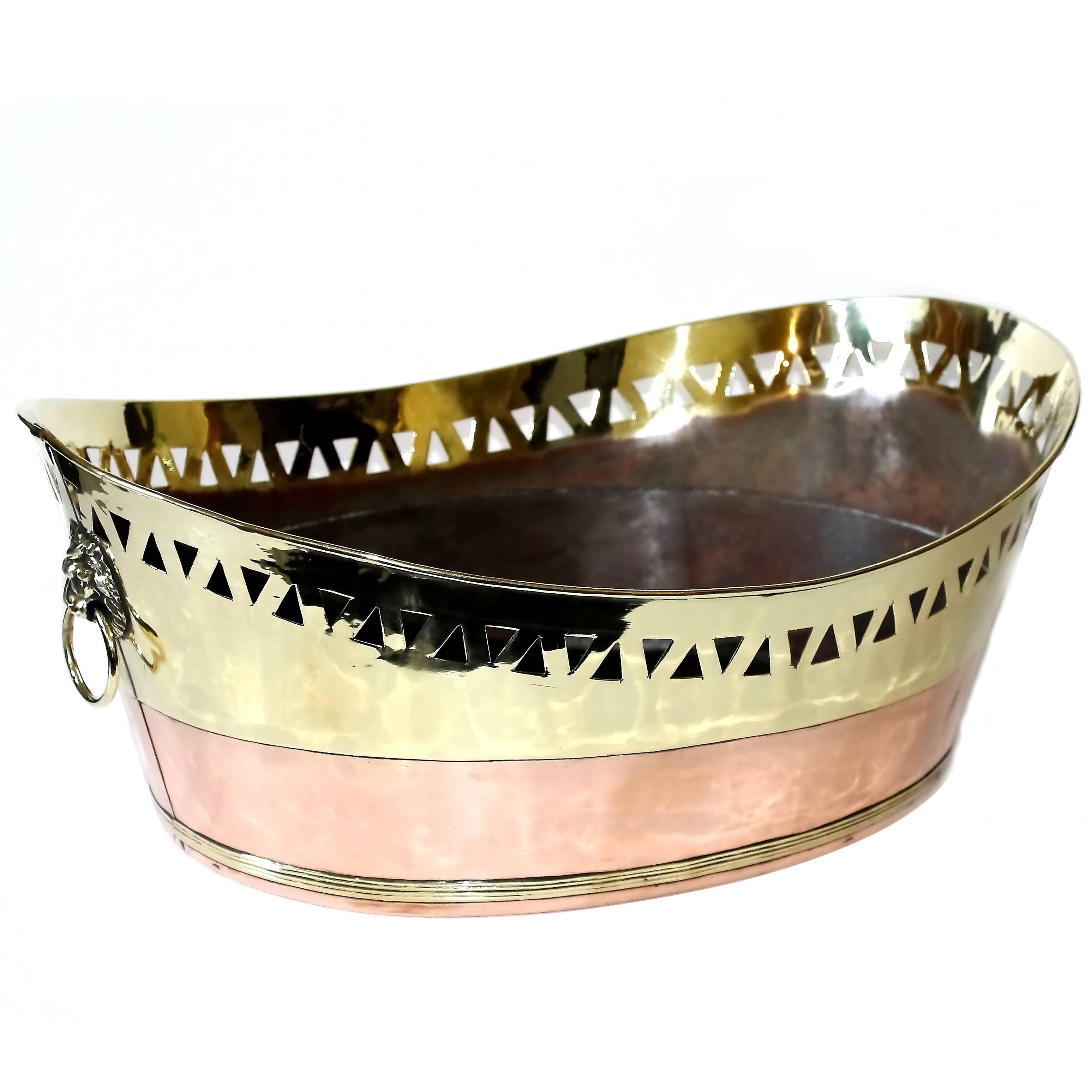 Dutch Brass and Copper Bread Basket For Sale