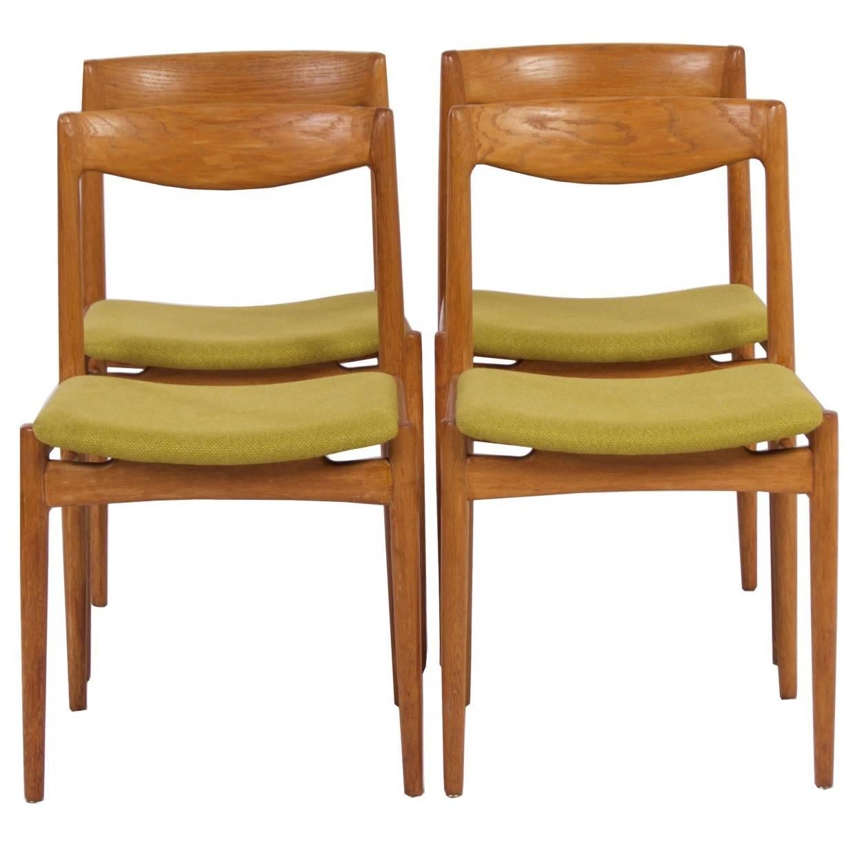 Green Danish Dining Chairs in the Style of Møller, Denmark, 1960s For Sale