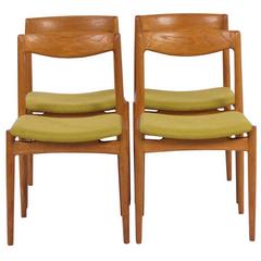 Green Danish Dining Chairs in the Style of Møller, Denmark, 1960s