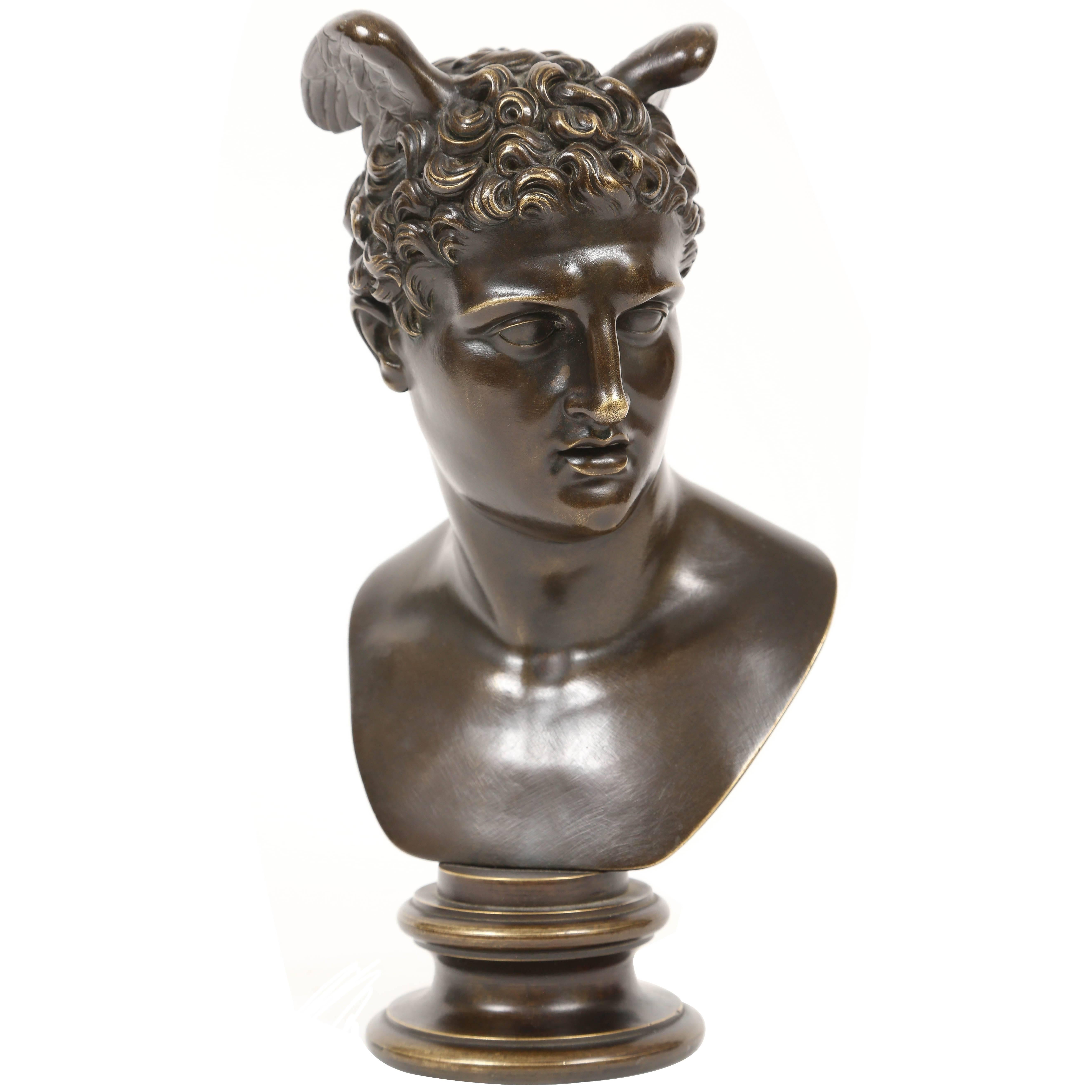 French Bronze Bust of Mercury, Early 19th Century