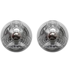 Pair of Glass Flush Mounts Wall Ceiling Lights by Peill & Putzler 7