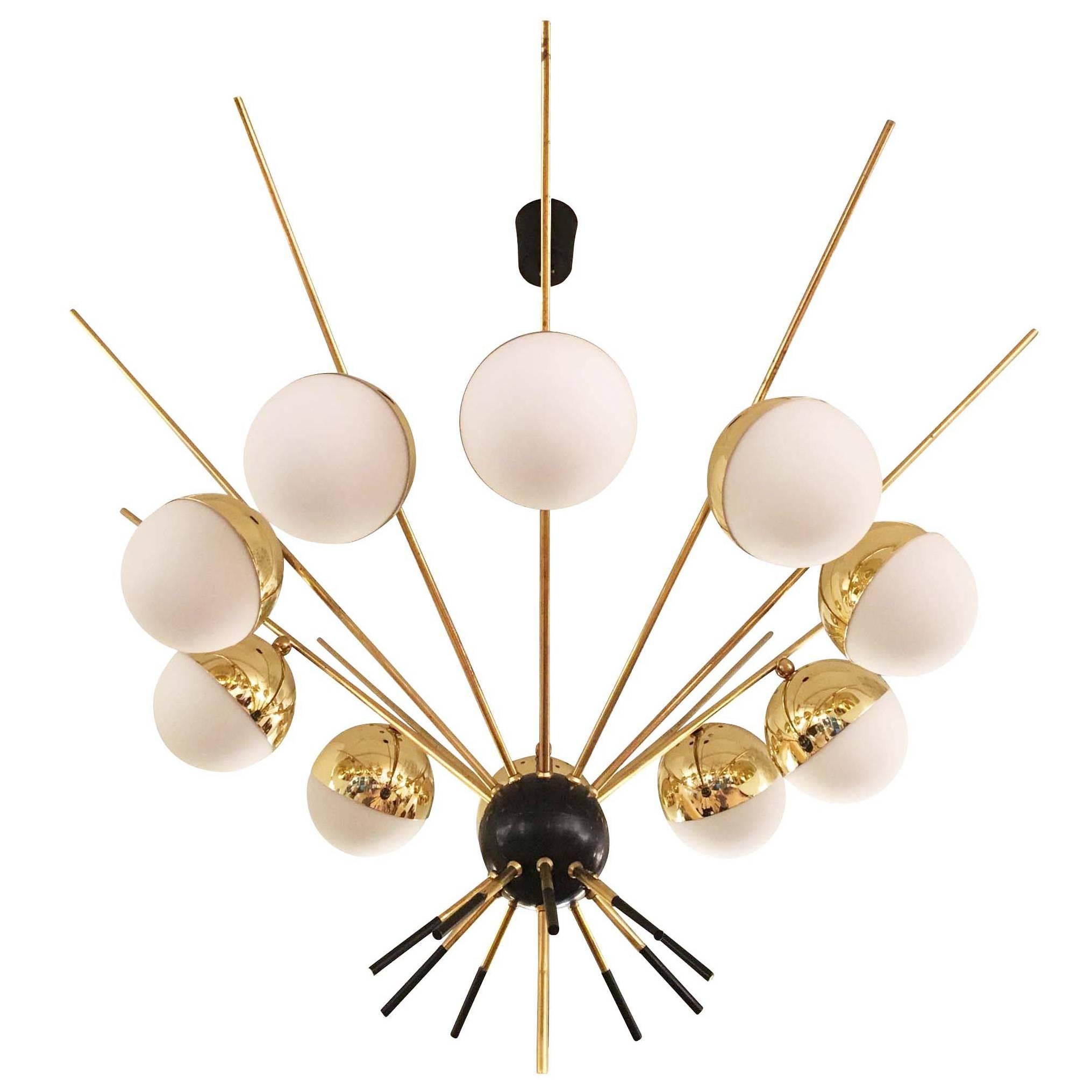 Large Brass Chandelier by GCME, Italy, 1960s