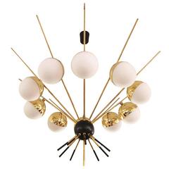 Large Brass Chandelier by GCME, Italy, 1960s