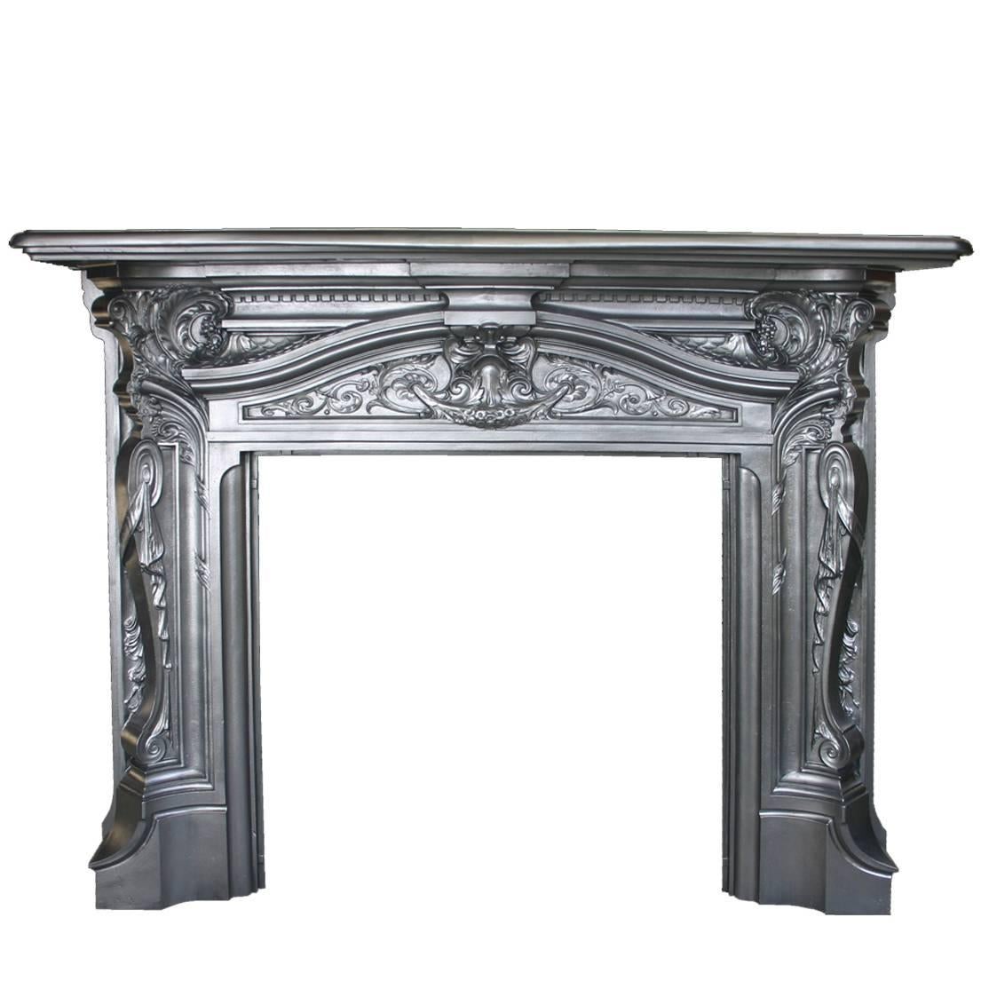 Spectacular Reclaimed Antique Late Victorian Cast Iron Rococo Chimneypiece