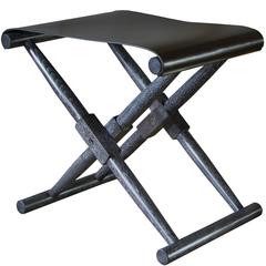 Matthiessen Folding Stool in Stained and Limed Walnut with Leather Sling 11