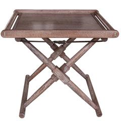 Matthiessen Tray Table in Oiled and Limed Walnut with Havana Leather Straps