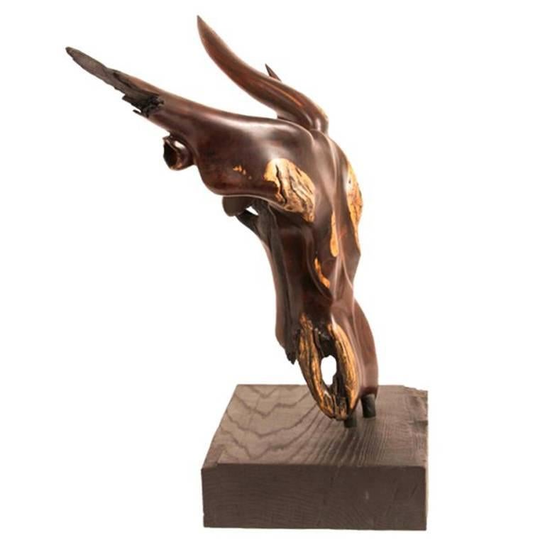"Rag Horn" Carved Ironwood Sculpture by Renowned Woodworker Brad Sells For Sale