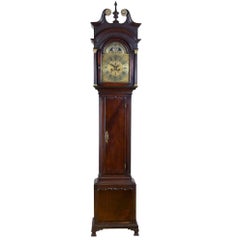 Mahogany Chippendale English Tall Case Clock with Tides, England, Thos. Pierce