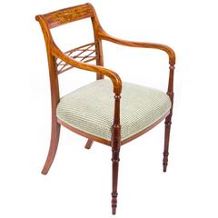 Antique Sheraton Revival Satinwood Armchair, circa 1880